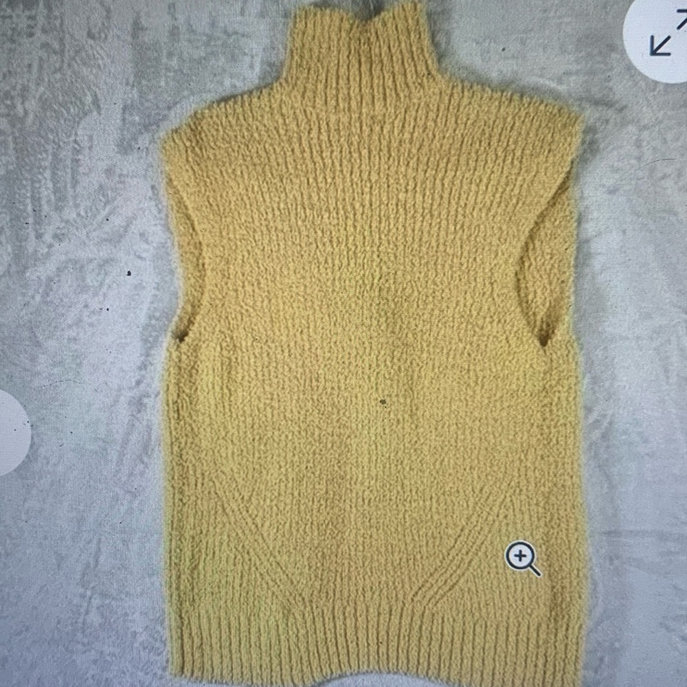 Zara Women’s Sweayer Turtleneck-Plush Ribbed Knit Vest Tied Opem Back
